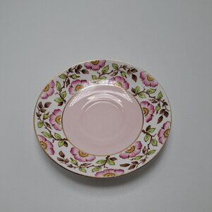 Rosina Pink Bone China Saucer With Floral Pattern Gold Trim Elegant Replacement